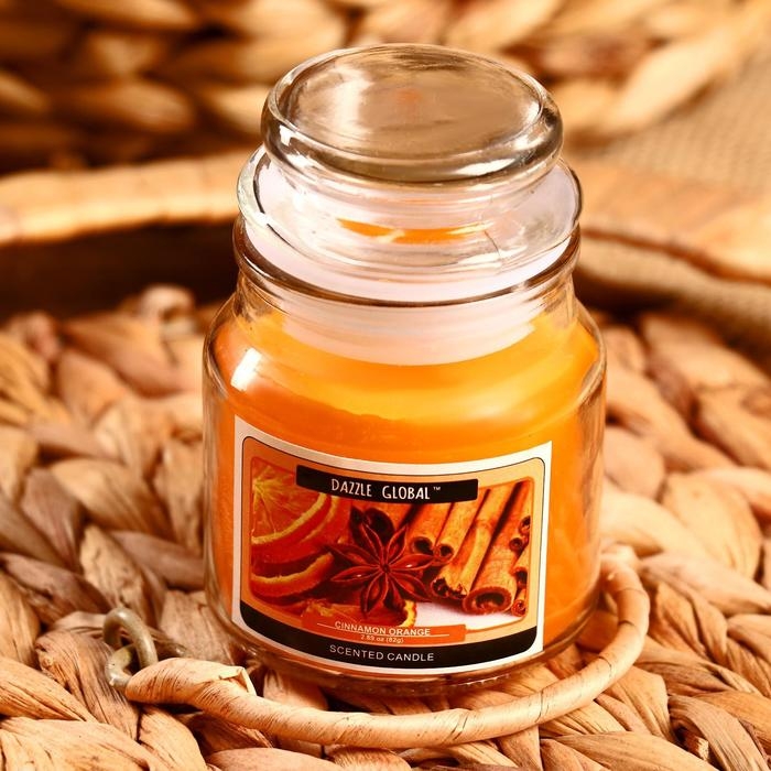 Свеча в банке "Корица, апельсин" 82 гр 6х9х9 см