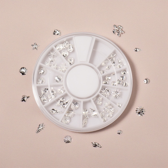 Фигурки для ногтей &laquo;Океан&raquo;, металлические, объёмные, серебристые