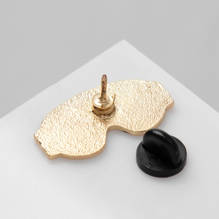 Значок "Очки сноубордиста" виды, цветной в золоте