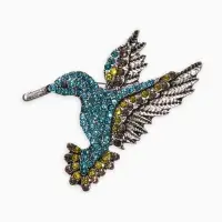 Брошь "Калибри", цветная в чернёном серебре