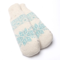 Новый год. Варежки женские шерстяные «Снежинка», цвет белый, размер 20-22 Новый год. Варежки женские шерстяные «Снежинка», цвет белый, размер 20-22