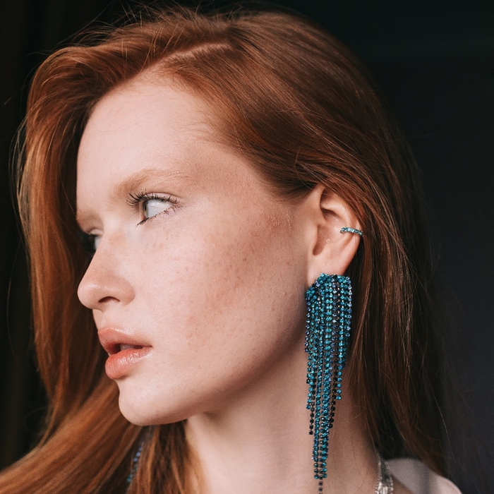 Серьги &laquo;Каффы&raquo; манжеты, набор 5 шт., цветные в серебре