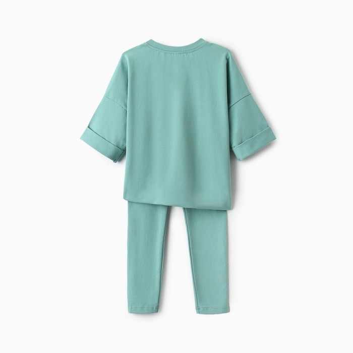 Костюм для девочки (футболка, лосины) MINAKU цвет оливковый, рост 110 см