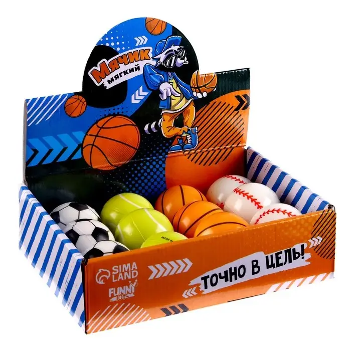 Мяч детский мягкий &laquo;Играй&raquo;, 4.5 см, МИКС, в шоубоксе