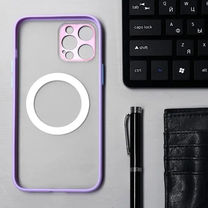 Чехол LuazON для iPhone 12 Pro Max, поддержка MagSafe, с окантовкой, пластиковый,фиолетовый