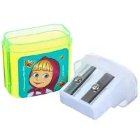 Точилка пластиковая с контейнером, двойная, МИКС, &laquo;Маша и медведь&raquo;