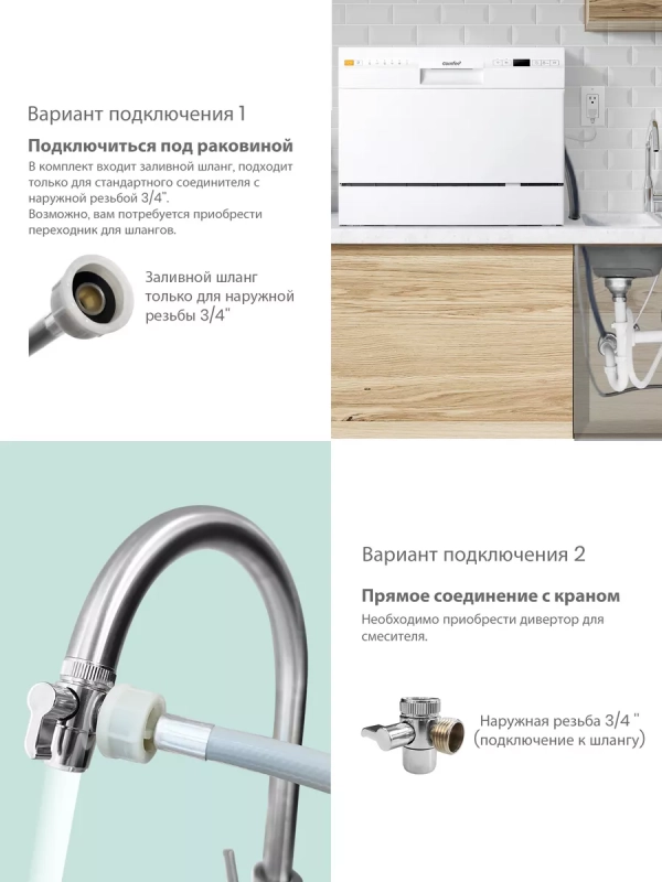 Компактная настольная посудомоечная машина CDWC551Wi, Wi-Fi