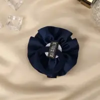 Резинка для волос бант &laquo;Школьница&raquo;, горошек и ленточка, d=7 см, бело-синяя