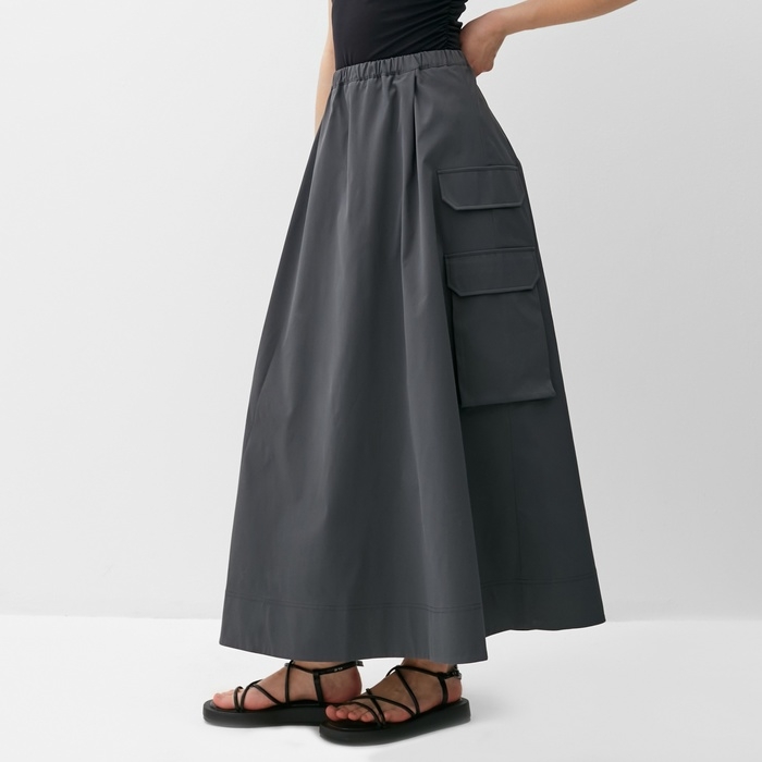 Юбка женская с накладным  карманом MINAKU: Safari  цвет графит, р-р 46