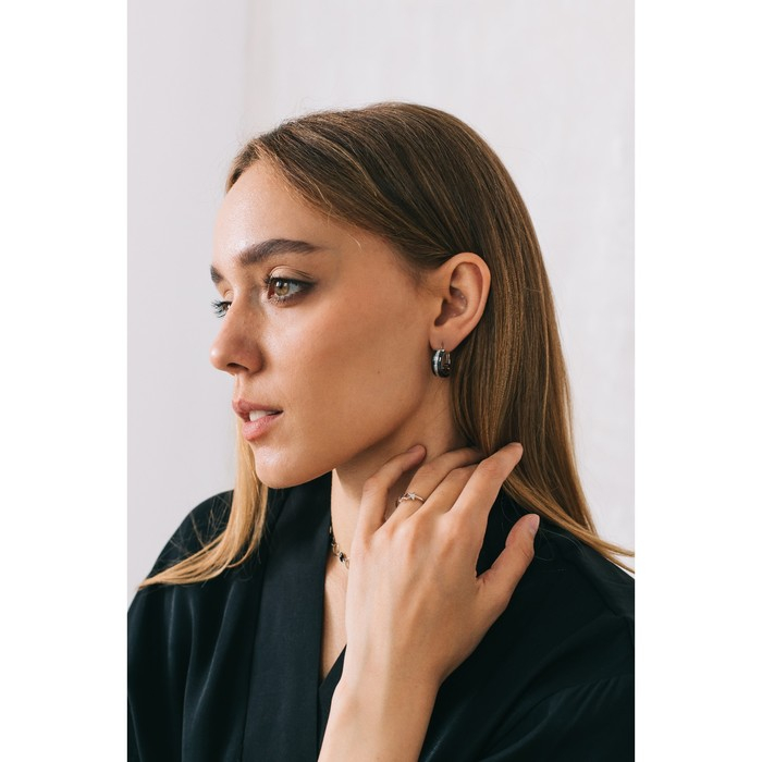 Серьги керамика «Дорожка», цвет чёрно-белый в серебре Серьги керамика «Дорожка», цвет чёрно-белый в серебре