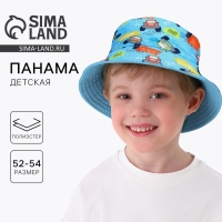 Панама детская для мальчика &laquo;Машинки&raquo;, цвет голубой, р-р 52-54