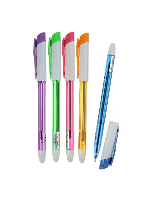 Ручка шариковая 1.0 мм, стержень синий, корпус тонированный с цветным колпачком, МИКС