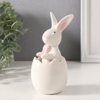 Сувенир керамика "Белый кролик с бантиком в скорлупе" 5х7,5х13,5 см
