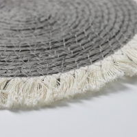 Салфетка сервировочная на стол Доляна &laquo;Бахрома&raquo;, d=25 см, цвет серый