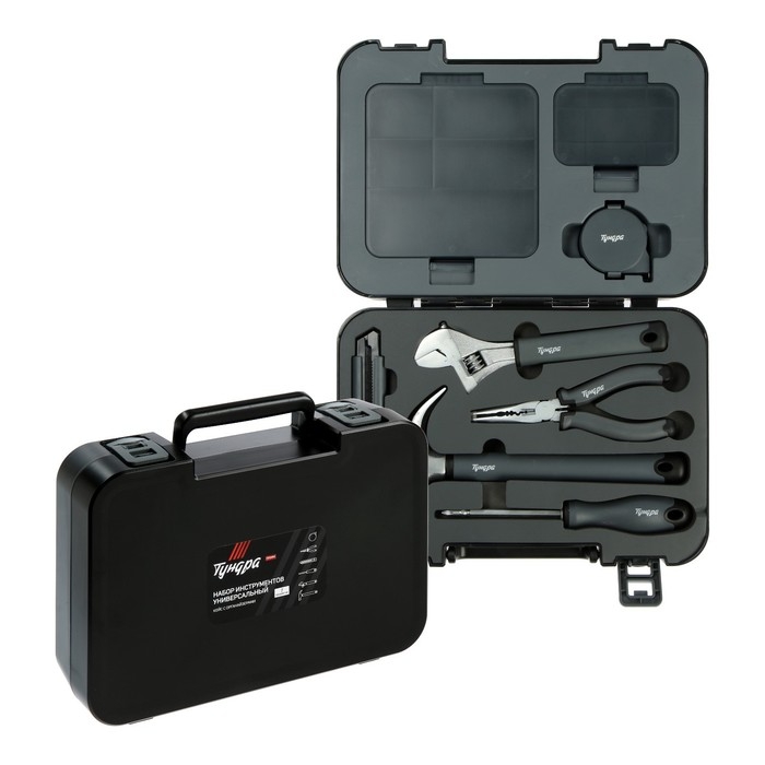 Набор инструментов универсальный ТУНДРА ПРОФИ, кейс с органайзерами, 7 предметов Набор инструментов универсальный ТУНДРА ПРОФИ, кейс с органайзерами, 7 предметов