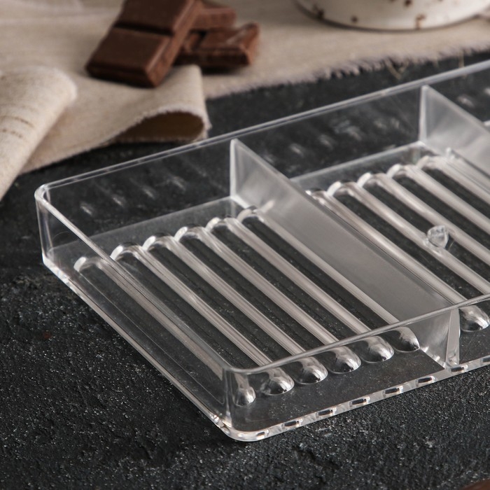 Форма для шоколада &laquo;Соломка&raquo;, 20&times;12&times;2,5 см, 18 ячеек 8,5&times;0,5 см, цвет прозрачный