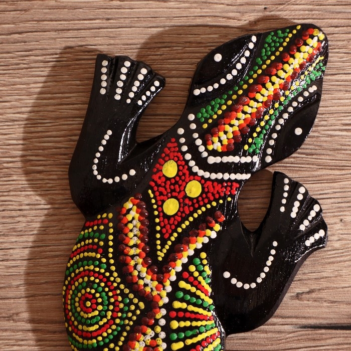 Панно дерево "Геккон цветная абстракция" 30 см, МИКС