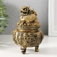 Шкатулка нэцке бронза "Дракон на монетках и слитках золота" 8,5х8,5х12,3 см Шкатулка нэцке бронза "Дракон на монетках и слитках золота" 8,5х8,5х12,3 см