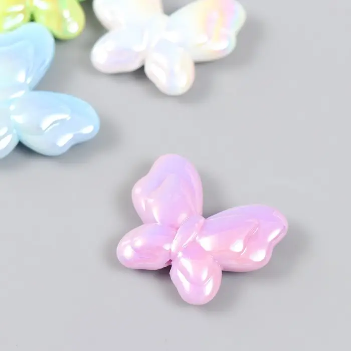 Бусина пластик для творчества "Бабочка. Перламутр" МИКС 3,5 см