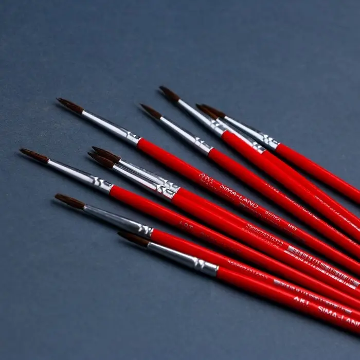 Кисть для рисования из волоса белка круглая № 3 (диаметр обоймы 3 мм; длина ворса 12 мм)