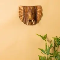 Панно &laquo;Голова слона&raquo;, 32&times;15&times;22 см, дерево Суар, бежевое