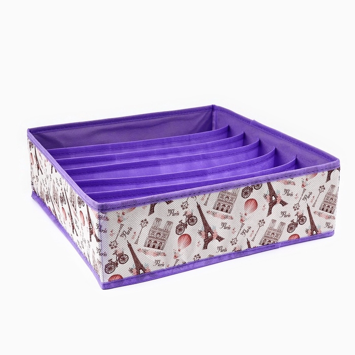 Органайзер для хранения, кофр для белья 7 ячеек Органайзер для хранения, кофр для белья 7 ячеек "Париж", 32 х 32 х 10 см