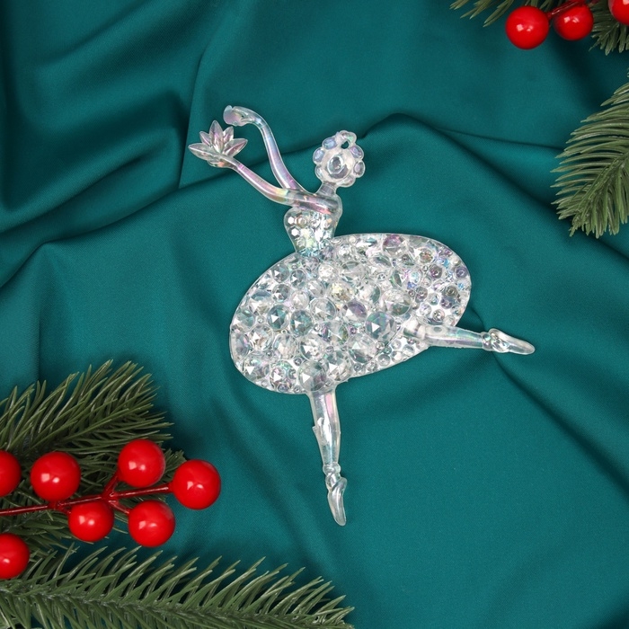 Ёлочная игрушка &laquo;Зимнее волшебство. Балерина перелив&raquo; пластик, 14х10,5 см, прозрачный