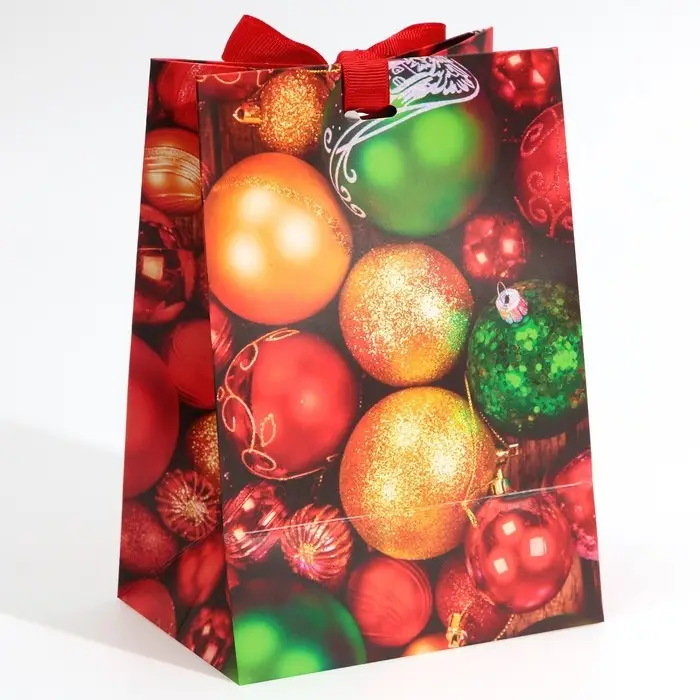 Пакет подарочный с лентой &laquo;С Новым годом&raquo;, 13 х 19 х 9 см