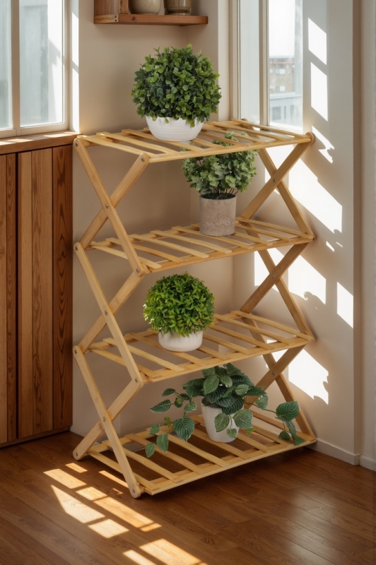 Подставка для цветов Greengo, 4 полки, 50 &times; 25 &times; 68 см, напольная, бамбук