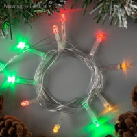 Гирлянда &laquo;Нить&raquo; 1.2 м, IP20, прозрачная нить, 12 LED, свечение мульти, фиксинг, 220 В