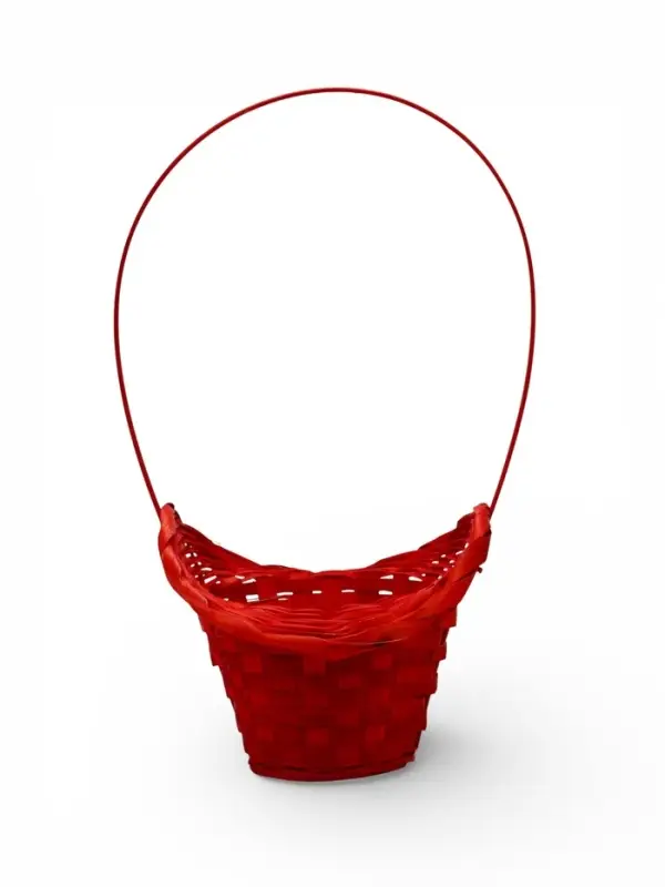 Корзина плетеная 21 х 18 х 14 см, ручка h=15 см, красный "шляпа"