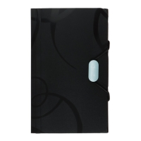 Папка на резинке А6, 12 отделений, узоры, чёрная