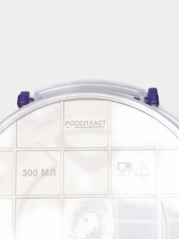 Контейнер пищевой, 300 мл, d=12 см, h=5 см, круглый, прозрачный, голубой