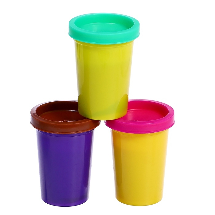 Набор для игры с мягким пластилином &laquo;Зверятки&raquo;, 3 баночки с массой для лепки, 5 предметов