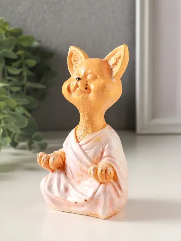 Статуэтка "Кот в позе лотоса" 12х7х5 см, гипс, рыжий