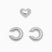 Набор серьги и каффы 3 шт. &laquo;Бублик&raquo; сердце, цвет серебро