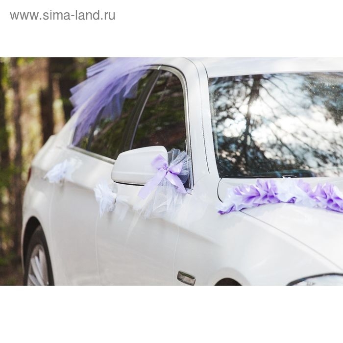 Набор бантов на зеркала из фатина, 2 шт, сиреневый Набор бантов на зеркала из фатина, 2 шт, сиреневый