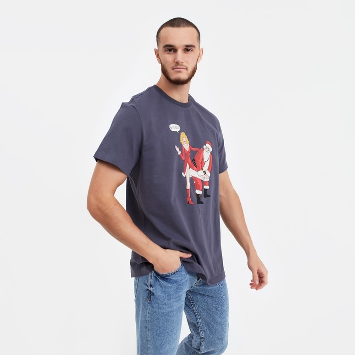 Футболка мужская новогодняя , цвет графит, размер 56 Футболка мужская новогодняя , цвет графит, размер 56