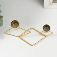 Подсвечник металл на 2 свечи "Геометрия. Ромбы" золото d=2,3 см 7,8х18х19 см Подсвечник металл на 2 свечи "Геометрия. Ромбы" золото d=2,3 см 7,8х18х19 см