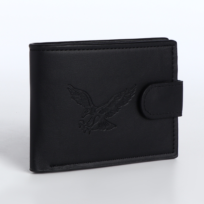 Портмоне мужское на кнопке, отдел для карт, монет, цвет чёрный Портмоне мужское на кнопке, отдел для карт, монет, цвет чёрный