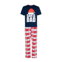 Пижама новогодняя мужская KAFTAN "Santa team", цвет синий/красный, размер 56