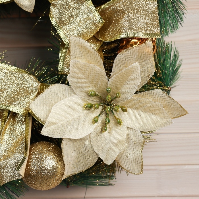 Венок новогодний d-30 см Венок новогодний d-30 см "Фестиваль блеска" цветы банты