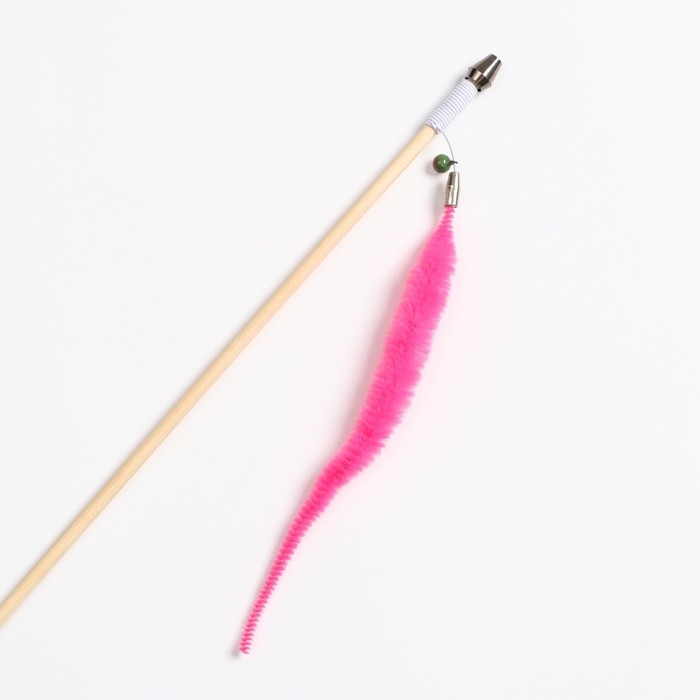 Дразнилка - удочка "Веселый червячок" на деревянной палочке, микс цветов