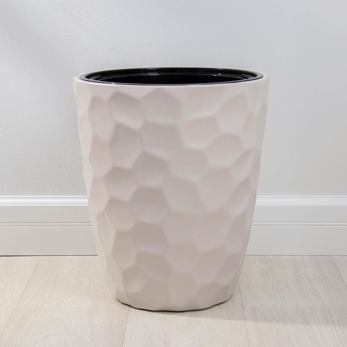 Кашпо для цветов со вставкой &laquo;Мозаика&raquo;, 19,5 л (9 л), цвет кремовый