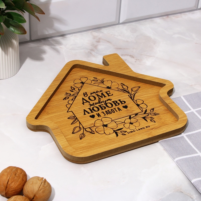 Менажница, набор 2 шт., дерево &laquo;Посуда: домашние мелочи&raquo;, домик 24х21 см., мена жница 40х12.3 см.