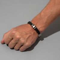 Браслет мужской &laquo;Мощь&raquo; этника, цвет чёрный с серебром, 22 см