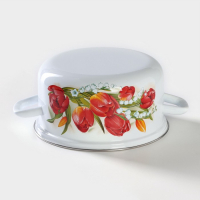 Кастрюля эмалированная цилиндрическая &laquo;Уральский сувенир&raquo;, 3 л, индукция, цвет белый, деколь МИКС