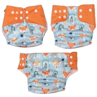 Многоразовый подгузник &laquo;Лисички&raquo;, 3-15 кг, цвет голубой, оранжевый, Крошка Я