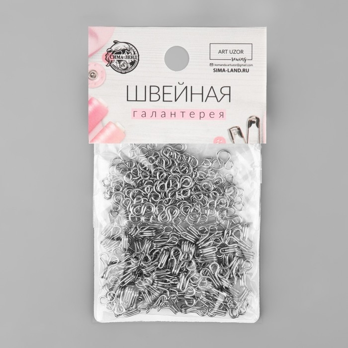 Крючок пришивной №2, 15 &times; 8 мм, 100 шт, цвет серебряный