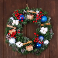 Новый год. Венок праздничный &laquo;Морозное утро&raquo;,45 см, ручная работа